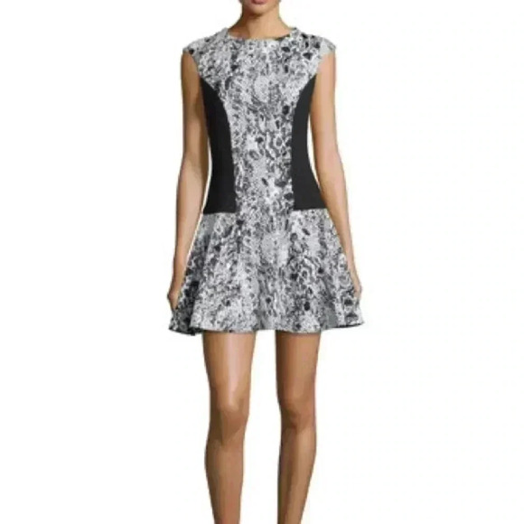 Ted Baker London | Liri Cap-Sleeve Combo Dress, Black - Picture 2 of 8